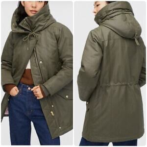 J.Crew Perfect Winter Parka with Primaloft Olive Green